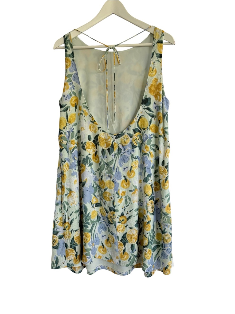 NWT Abercrombie & Fitch Lemon Blue Floral High Neck Shift Swing Dress SZ M Tall - Picture 4 of 8